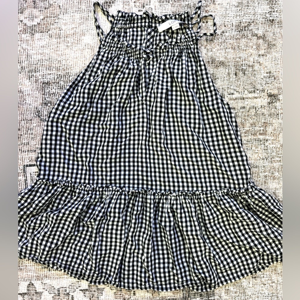 LOFT White and Black Gingham shirt